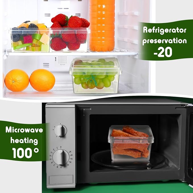 12 oz 50 Pack Small Square Deli Containers with Lids Plastic Freezer Food Reusable Meal Dessert Ice Cream Containers with Labels for Takeout Meal Storage Microwave Freezer Safe(Clear,) - Image 3