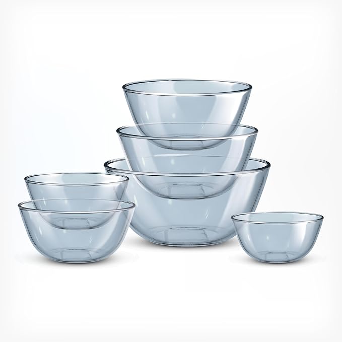 COOK WITH COLOR 12 Pc Glass Mixing Bowl Set with Lids – Borosilicate Glass Nesting Bowls for Cooking, Baking and Meal Prep, Colored Blue - Image 7