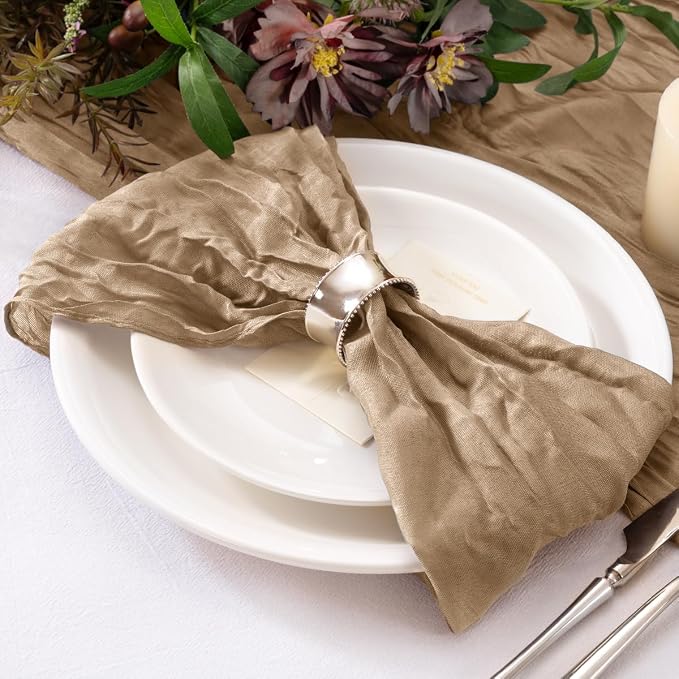Cheesecloth Napkins Nude Cloth Napkins Bulk Table Napkin,Set of 50 | 21''x21'',Washable Boho Table Gauze Fabric Napkins,for Wedding Baby Bridal Shower Dinner Party Decor - Image 3