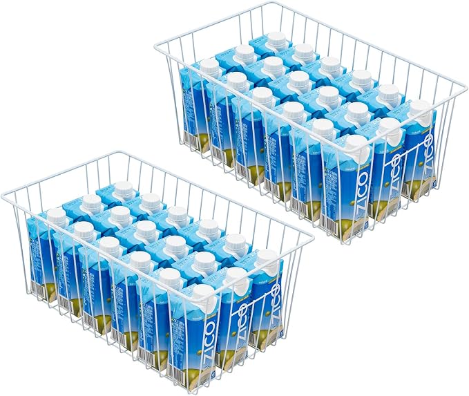 16inch Upright Freezer Organizer Baskets for 13-14,16-21 cu.ft Standup Freezer, Settle freezer chaos and reduce food waste effectively, Durable, Fully Use Space, Improve Air Circulate, White, 2pcs by Y.Z.Bros