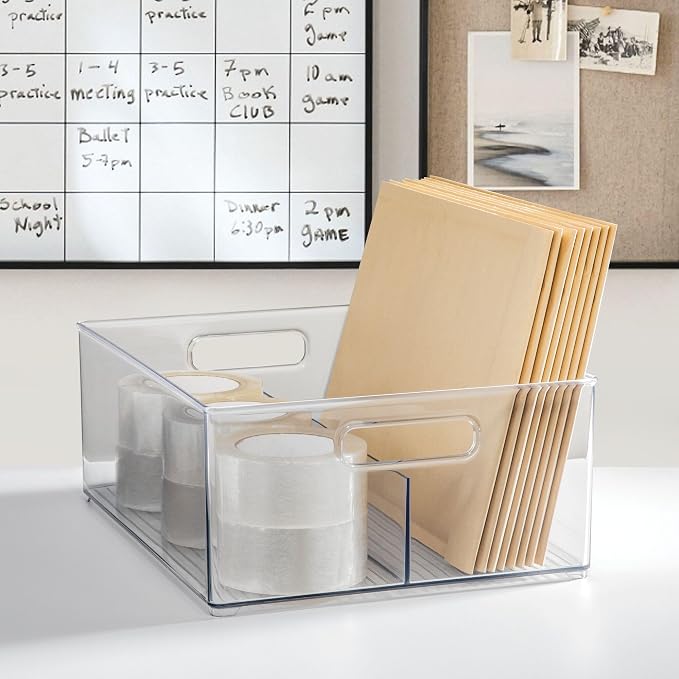 iDesign Divided Pantry Bin, Clear | Kitchen Storage, Organize Snacks and Produce - Image 6