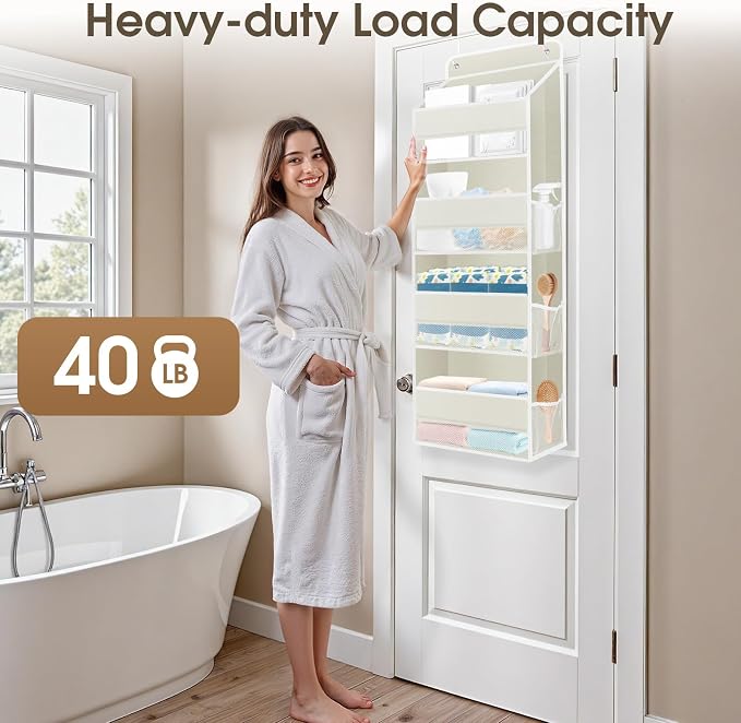 2 Pcs Over The Door Organizer Large Capacity Hanging Storage Room Organizer | 40 lb Capacity, Ultra-Sturdy, Foldable, Mesh Design with Clear Window, Space-Saving Organizer for Pantry, Nursery & Closet - Image 5