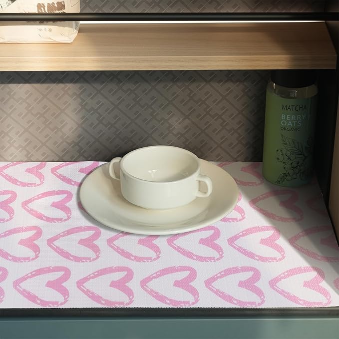 Pink Heart Drawer Liner for Cabinets Non-Adhesive Strong Non-Slip | Shelf Liner Cabinet Drawer Liners for Kitchen,Table,Bookshelves,Waterproof Cupboard Liners,12IN x 10FT - Image 9