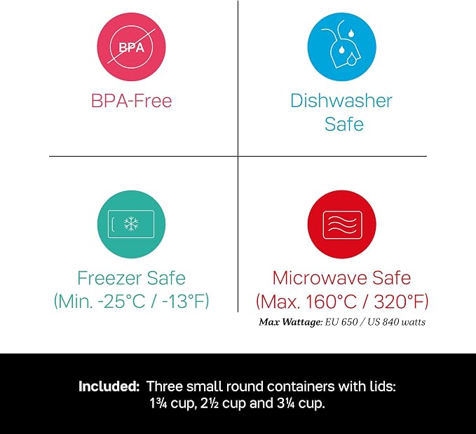 Tupperware Brand Vent ‘N Serve Container Set - 3 Small Round Containers to Prep, Freeze & Reheat Meals + Lids - Dishwasher, Microwave & Freezer Safe - BPA Free - Image 4