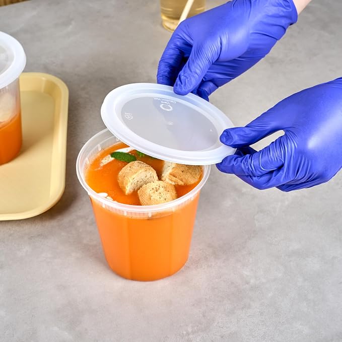 Restaurantware Plastic Food Container 100 Pack of 32 oz Clear Microwave-Safe Storage Container With Lid Leakproof Round Shape Disposable Freezer-Safe - Image 5