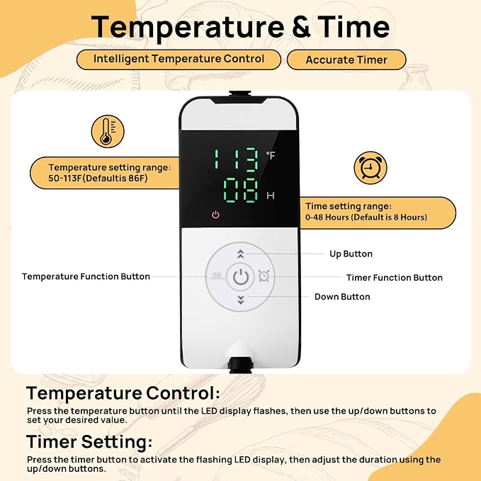 Versatile Dough Proofer Warming Box Adjustable Temperature Timer Control Bread Proofing Box Collapsible Design Sourdough Proofing Container for Making Bread - Image 4