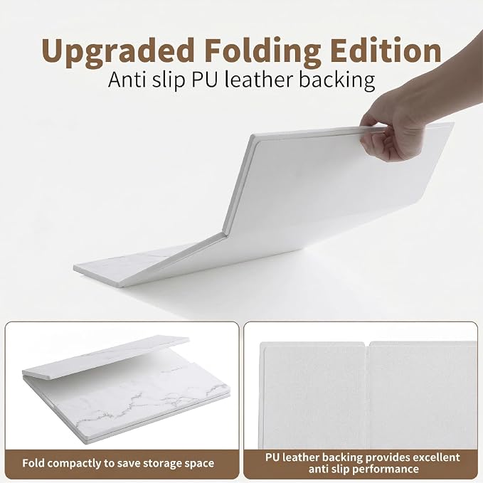 Stone Drying Mat for Kitchen Counter,Foldable (White (3-fold), 24" × 16") | Large Quick-Dry Diatomaceous Earth Dish Drying Mat with PU Non-Slip Base,for Bottles Cups Dishes - Image 3
