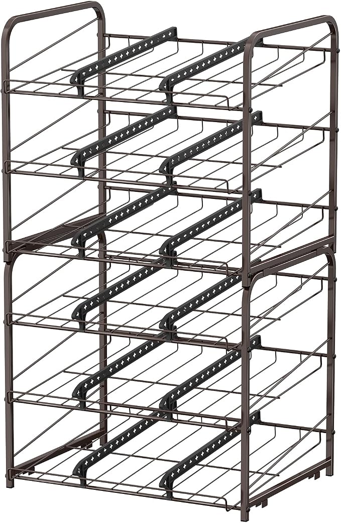 BTY Can Organizer for Pantry Stackable 2 Pack, Can Storage Organizer Rack Stacking Can Dispensers Small Space Holds up to 36 Cans for Pantry, Kitchen, Cabinet- Brown - Image 4