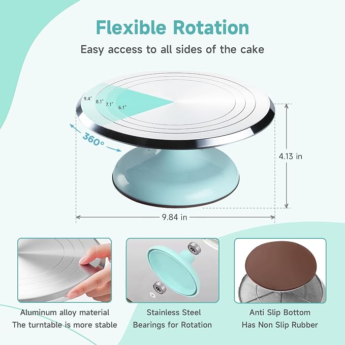 Cake Decorating Kit, 138pcs Cake Decorating Supply with Aluminium Cake Turntable, 64 Numbered Icing Piping Tips, 2 Spatulas, 3 Icing Comb Scraper and Leveller, 32 Piping Bags,cake decorating tool - Image 2