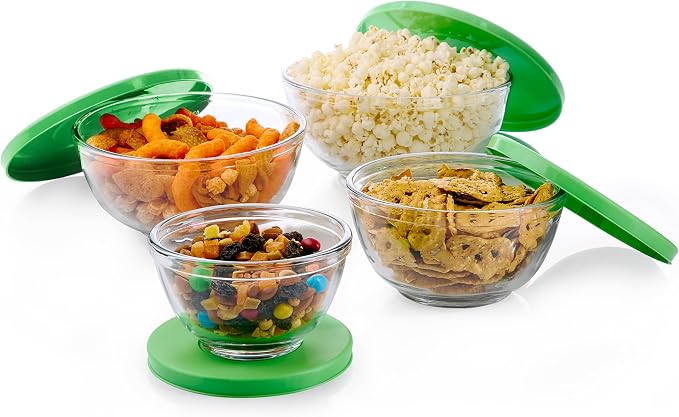 Libbey Baker's Basics 4 Piece Glass Mixing Bowl Set with Plastic Lids - Elegant Nesting Bowls - Glass Mixing Bowls with Lids to Store, Serve and More - Image 7
