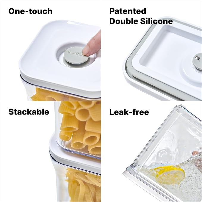 VAKUEN Premium Airtight Food Storage Container. Special Edition Mercury Color 8P/Set. 7pcs Container and Vacuum Sealer. Patented Double Silicone Lining, 100% Leak Proof, BPA-FREE - Image 6