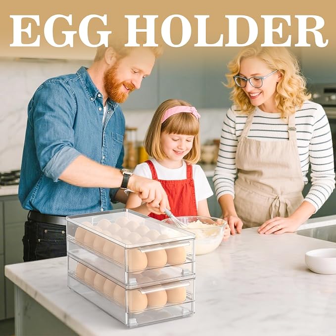 Fridge Egg Drawer Organizer, Clear 18 Egg Holder with Non-Slip Feet | Fits all standard refrigerators, organize fresh eggs neatly and save more fridge storage space - Image 3