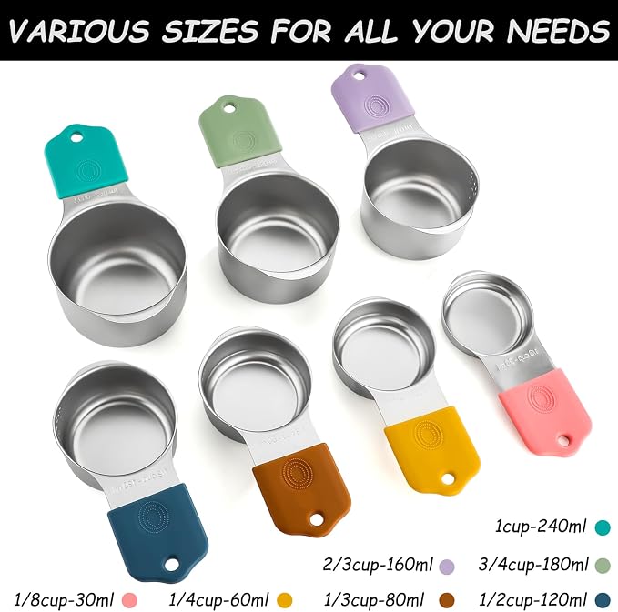 Magnetic Measuring Cups Set Stainless Steel Stackable Nesting Measuring Cup | for Measuring Dry and Liquid Ingredients - Image 2