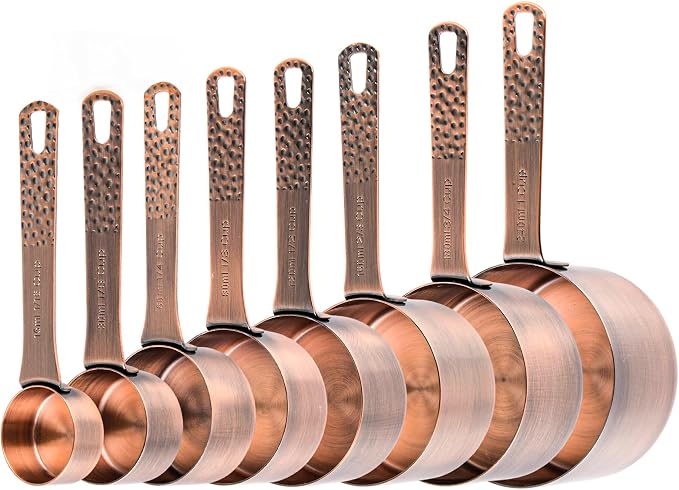 Copper Measuring Cups and Spoons Set 19 for Kitchen and Baking, Dry & Liquid, Metal Metric&US Measuring Cups and Spoons Set for Dry and Liquid - Image 4