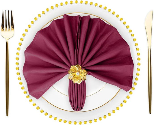 SuperO Set of 120 Cloth Napkins 17 x 17 Inch, Polyester Solid Washable Dinner Napkins with Hemmed Edges,Great for Restaurant, Wedding and Party(Burgundy) by SuperO