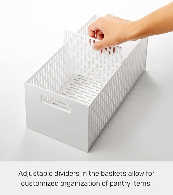 YAMAZAKI Home 2-Tier Storage Basket, Under-Sink Storage, ABS Plastic, White | Two-tier sliding baskets organizer rack designed for pantry or under-sink storage. Sturdy organization. - Image 4