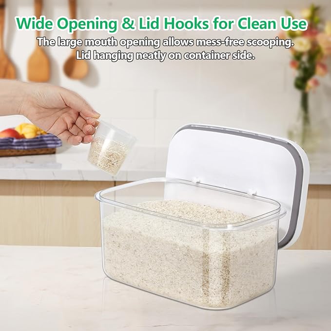 Airtight 12 Lbs Flour Sugar Storage Containers 6.34 Qt Rice Holder BPA Free | Clear PET Plastic Pet Dog Cat Food Storage Container with Pop Up Lid Dry Food Bin for Kitchen Pantry Organization - Image 4