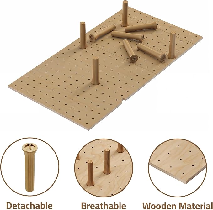 Dowell 4-Piece Wood Pegboard Drawer Divider Organizer Set with 9 Wooden Pegs – Adjustable to Fit Drawers of Various Sizes, Customizable Storage for Pots, Pans, and Plates-4007 3319 9P (33"X18-1/2") - Image 4