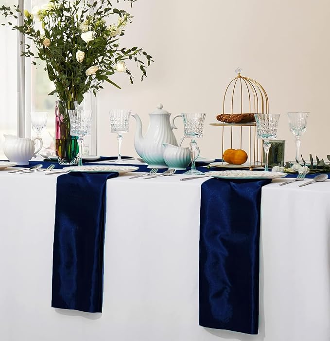 MDS® Pack of 50 Satin Napkins 12 x 12 Inch, Soft Silky Reusable Cloth Dinner Table Napkins for Wedding Décor, Reception, Birthday, Parties, Banquets, Catering, Restaurants & Hotel - Navy Blue - Image 5