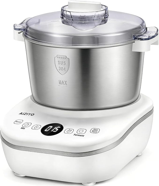 AIZIYO DoughChief, 5.3QT Dough Maker, Dough Mixer with Ferment Function, 304 Stainless Steel Bowl, Removeable lid, Face-up Touch Panel, Electric Stand mixer for Pizza, Bread, Pasta & Mochi by AIZIYO