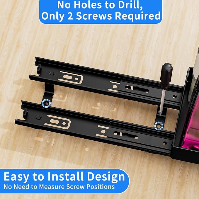 BOIVSHI Pull Out Spice Rack Organizer for Cabinet, Heavy Duty Spice Organizer for Cabinet, Vertical Spice Rack for Kitchen, Cabinet, Pantry, Cupboard (4.2''Wx10.5''Dx2.8''H, Metal Black) - Image 7