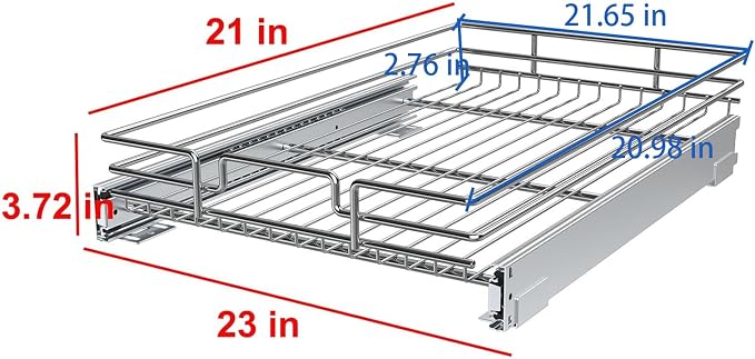Pull Out Cabinet Organizer, Heavy-Duty Metal Sliding Drawer Shelf for Kitchen Cabinets, Chrome, Doesn't Include Door Fittings (23 * 21 IN) - Image 2