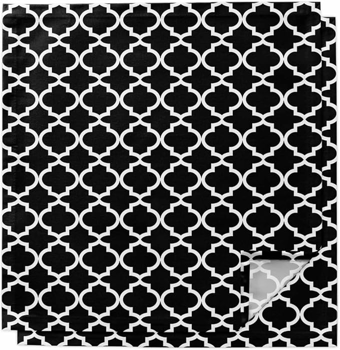 Cloth Napkins Set of 2-20x20 Inches, Black Morocco Washable Reusable Table Napkins, Boho Modern Minimalist Abstract Geometric Soft & Absortbent Dining Napkin for Party Wedding Hotel Restaurant by Unknown