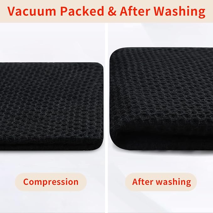 Homaxy 100% Cotton Waffle Weave Kitchen Dish Cloths, 9-Pack, Black | Ultra Soft Absorbent Dish Towels, Quick Drying Dish Rags with Hanging Loop, 12 x 12 Inches - Image 7