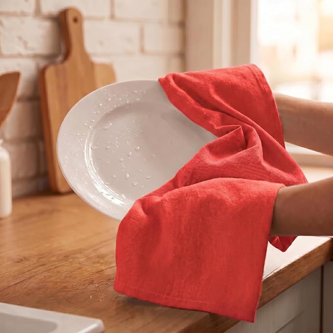 Urban Villa Kitchen Towels Cotton Dish Towels 20”x30” (Set of 6) Red - Image 7