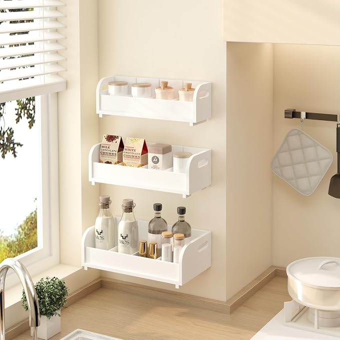 3-Tier Bamboo Tea Box Rack with Removable Dividers, Wall Mount Large Capacity for Pantry Drawer Cabinet Kitchen Office Coffee StationTea Bag Organizer, Stackable Tea Holder for Countertop, White - Image 3