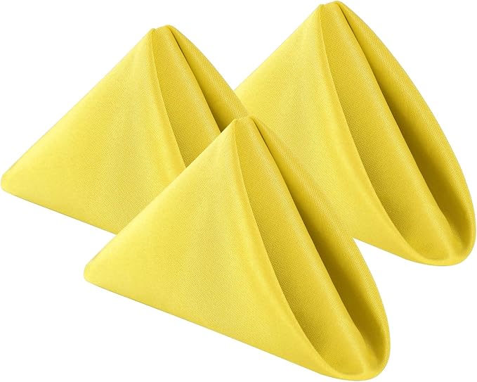 Bailarina Cloth Napkins Set of 120,17x17 inches Dinner Napkins Cloth Washable,Polyester Square Table Cloth Napkin Bulk with Hemmed Edges Ideal for Banquets, Parties and Weddings-Yellow by Bailarina