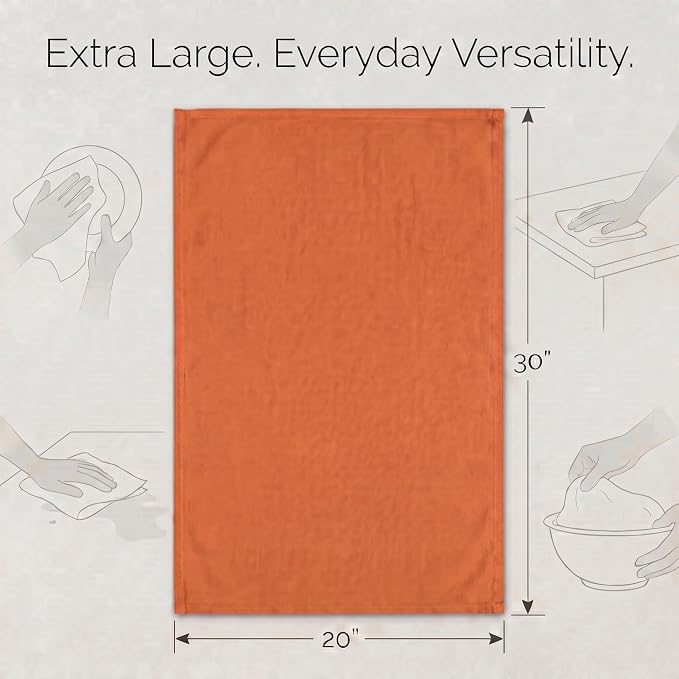 Urban Villa Kitchen Towels Cotton Dish Towels 20”x30” (Set of 6) Orange - Image 3