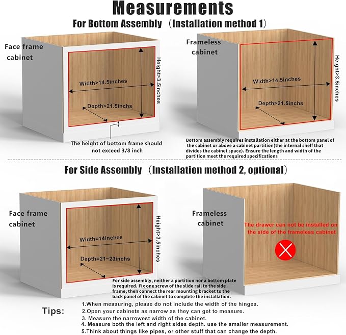 13”W x 21”D x 3”H Soft Close Slide Out Wood Drawer Organizer for Kitchen, (Cabinet Opening Width>14.5 inches for Bottom Assembly, Width= 14 inches for Side Assembly) - Image 4