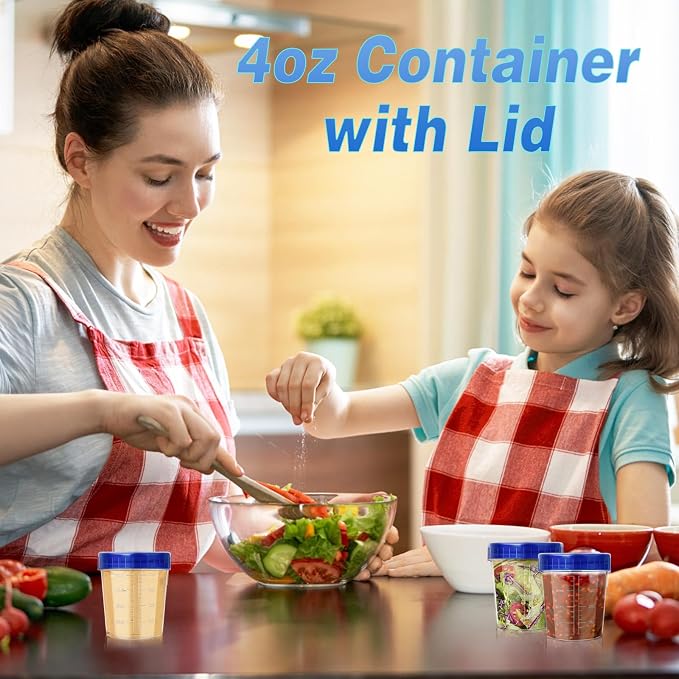40 Pack 4oz Small Containers with Lids,Reusable Salad Dressing Container Airtight Leakproof Condiment Containers with Screw Lids,Take Away Stackable Plastic Dip Sauce Cups for Snack,Drink,Ketchup - Image 4