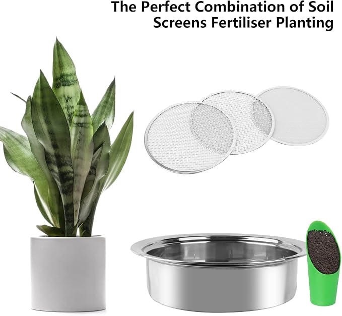 Heavy Duty Stainless Steel Garden Soil Sifter Compost Screen - 3 Sizes | Fine/Medium/Coarse Mesh for Sifting Compost,Dirt,Rocks,Rotary Tool&Compatible, Home Garden Sieve for Gardening & Landscaping - Image 5