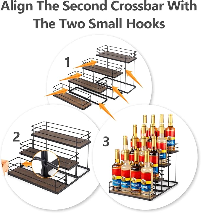 kimilus 16 Bottle Capacity Coffee Syrup Organizer 4 Tier Coffee Syrup Stand Shelf for Coffee Bar Kitchen Small Wine Rack for Bar Family Storage for Syrup Wine Dressing - Image 4