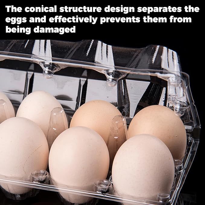 Plastic Empty Eggs Cartons 12 Count Clear Tray Bulk 120 Pack | 2x6 Grid Trays Egg Containers, Clear Stackable Fridge Storage for Chicken Farm, Market, Refrigerator, Restaurant Use - Image 4