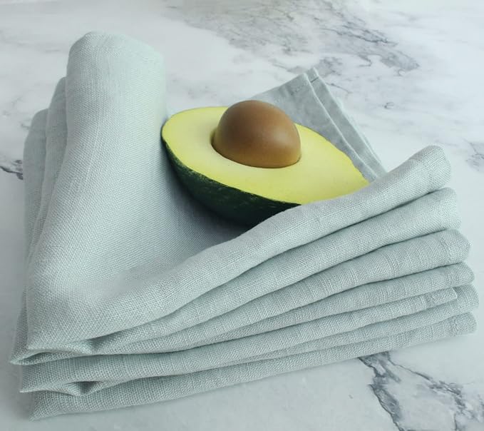 100% Linen Dinner Napkins 15x15 Inch,Soft and Durable Natural French Flax Cloth Napkins,Stone Washed Set of 4(Sky Blue) - Image 5