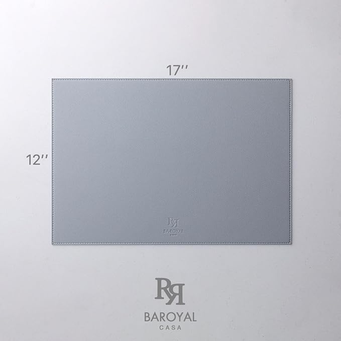 Baroyal Faux Leather Placemats Set of 6 Vinyl Washable Wipeable Table Mats for Kitchen Dining Table Heat Resistant Waterproof Modern Indoor/Outdoor Placemats Non-Slip Easy Clean Place Mats (Gray) - Image 7