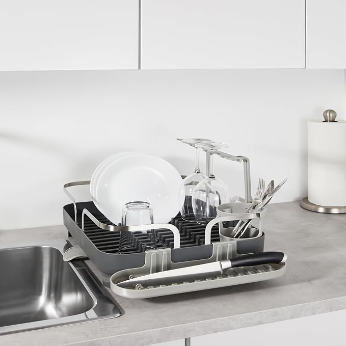 Umbra Holster Dish Rack– Molded Plastic Dish Drying Rack with Drainage Spout, Charcoal - Image 8
