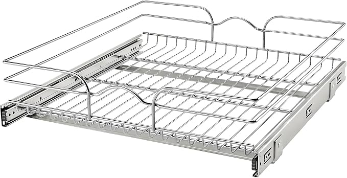 Rev-A-Shelf Steel Wire Pullout Drawer Organizer Shelf for Kitchen Cabinets, Slide Out Storage Basket, Min Opening Width of 20.5", 21" x 22", 5WB1-2122CR-1 by Rev-A-Shelf