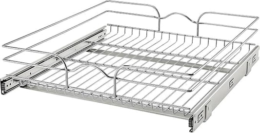 Rev-A-Shelf Steel Wire Pullout Drawer Organizer Shelf for Kitchen Cabinets, Slide Out Storage Basket, Min Opening Width of 20.5", 21" x 22", 5WB1-2122CR-1 by Rev-A-Shelf