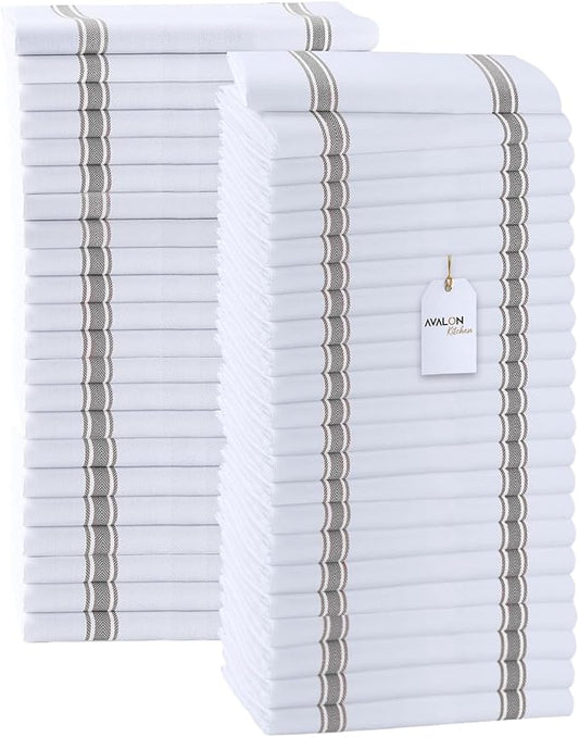 Dish Towels Set (Value Pack of 45) Size 15x25 Inch, 100% Cotton Soft & Absorbent Kitchen Towels, Tea Towels, Reusable Cleaning Cloths for Household Cleaning (Grey) by Avalon+Kitchen