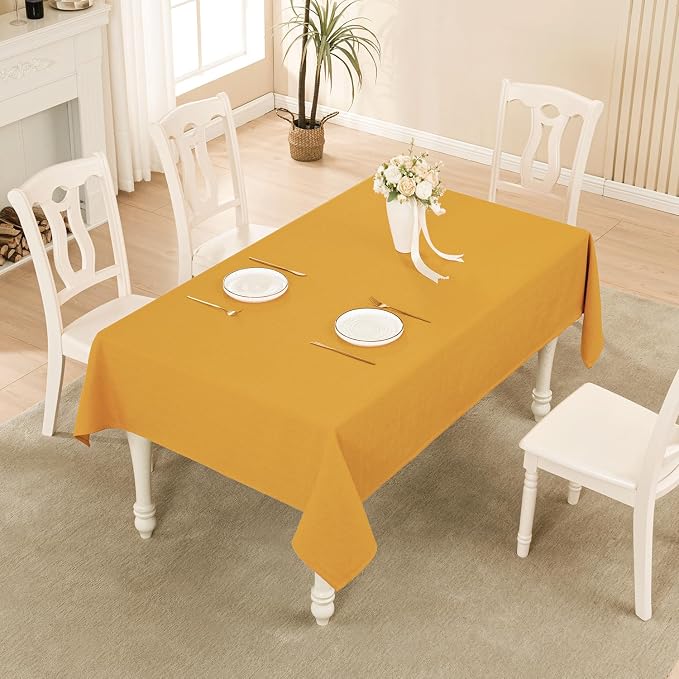 BALCONY & FALCON Rectangle Table Cloth Waterproof Gold Orange 95"x55" | Rectangular Washable Wrinkle Resistant Table Cloth Linen Fabric Tablecloths for Dining Party Kitchen Wedding and Outdoor Use - Image 5