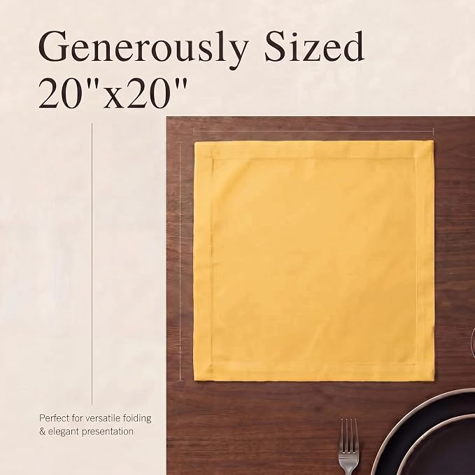 Urban Villa Cloth Napkins Cotton 20x20 (Set of 12) Mustard - Image 6