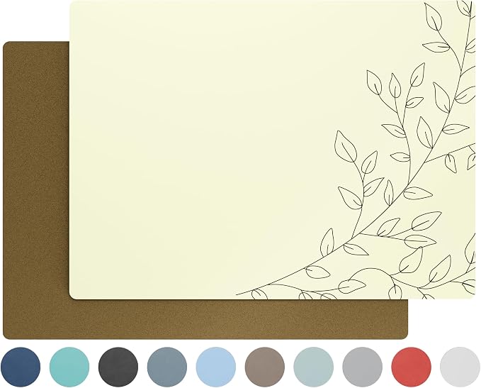 Royalty Art Boho Placemats, Set of 4, Ivory, Non-Slip Cork Backed | Wipeable heat resistant surface, kitchen and dining table protection, floral farmhouse pattern - Image 8