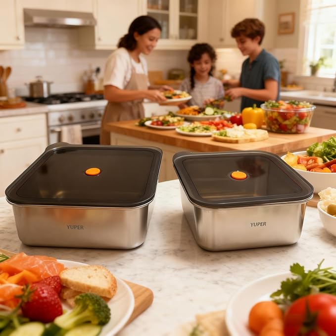 YUPER Stainless Steel Food Containers, 2 Pack (88+162OZ) | Meal Prep Containers Set with Lids, BPA-Free, Leak-Proof & Airtight, for Fruits, Lunch and Leftovers Fridge Storage - Image 3