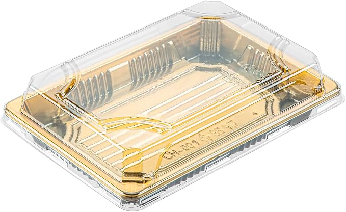 Restaurantware Plastic Sushi Trays 100 Pack of 6.5 x 4.33 x 1.57 Inch With Clear Lids Leak-Resistant Sushi Take Out Boxes Stackable Containers For Grab-And-Go by Restaurantware