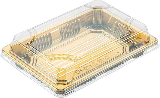 Restaurantware Plastic Sushi Trays 100 Pack of 6.5 x 4.33 x 1.57 Inch With Clear Lids Leak-Resistant Sushi Take Out Boxes Stackable Containers For Grab-And-Go by Restaurantware