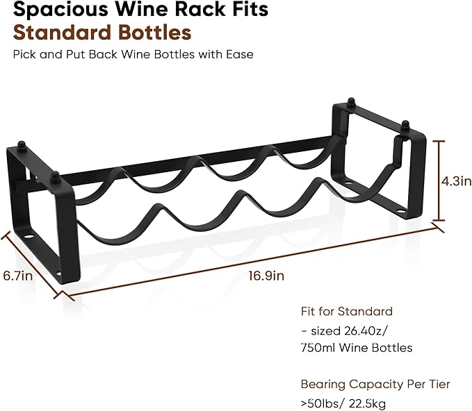 Wine Rack for Countertop – Stackable Freestanding Bottle Organizer for Kitchen, Pantry, Bar Cabinet & Small Spaces – Compact Metal Shelf & Modular Storage Stand (1-Tier) - Image 5